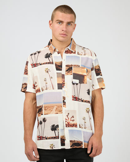 St Goliath Album Short Sleeve Shirt - White | Men's Casual Button Front Top