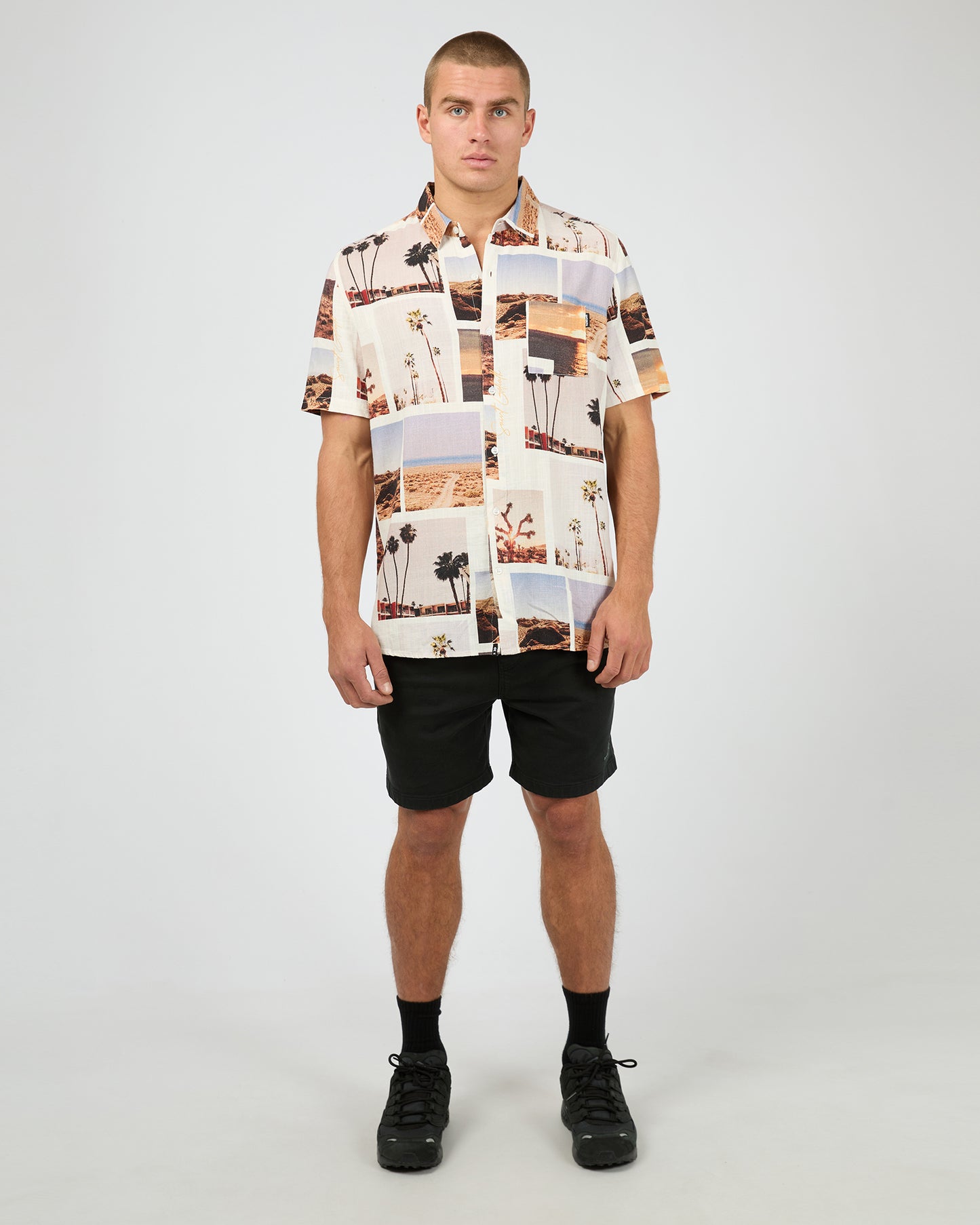 St Goliath Album Short Sleeve Shirt - White | Men's Casual Button Front Top