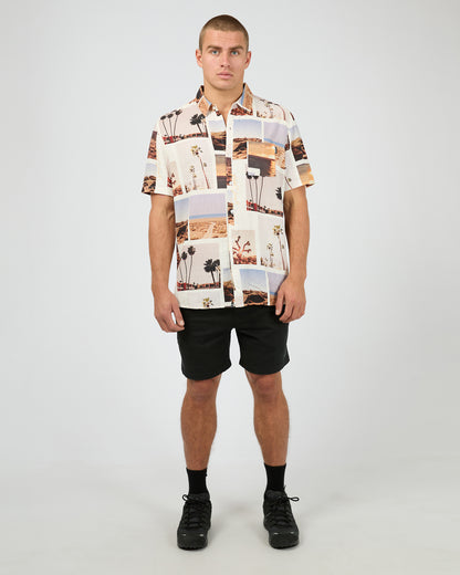 St Goliath Album Short Sleeve Shirt - White | Men's Casual Button Front Top