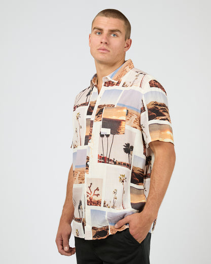 St Goliath Album Short Sleeve Shirt - White | Men's Casual Button Front Top
