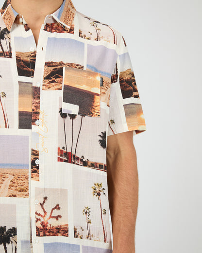 St Goliath Album Short Sleeve Shirt - White | Men's Casual Button Front Top