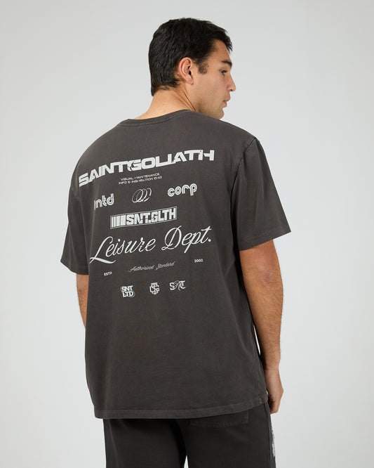 St Goliath Liveries Tee - Coal | Men's Relaxed Fit Cotton Graphic T-Shirt