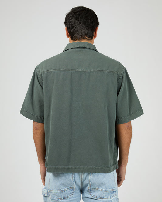 St Goliath Hardwear Short Sleeve Shirt - Pine | Men's Casual Boxy Cotton Shirt