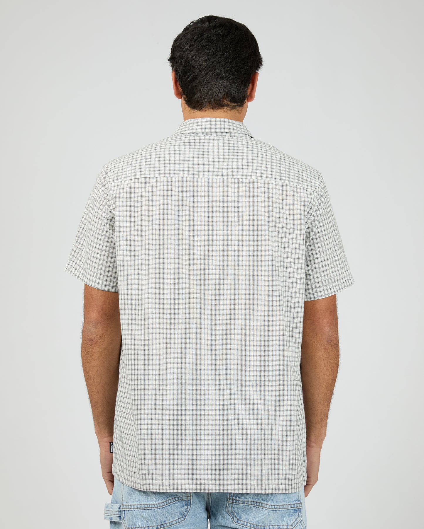 St Goliath Steps Check Short Sleeve Shirt - White | Men's Smart Casual Check Shirt
