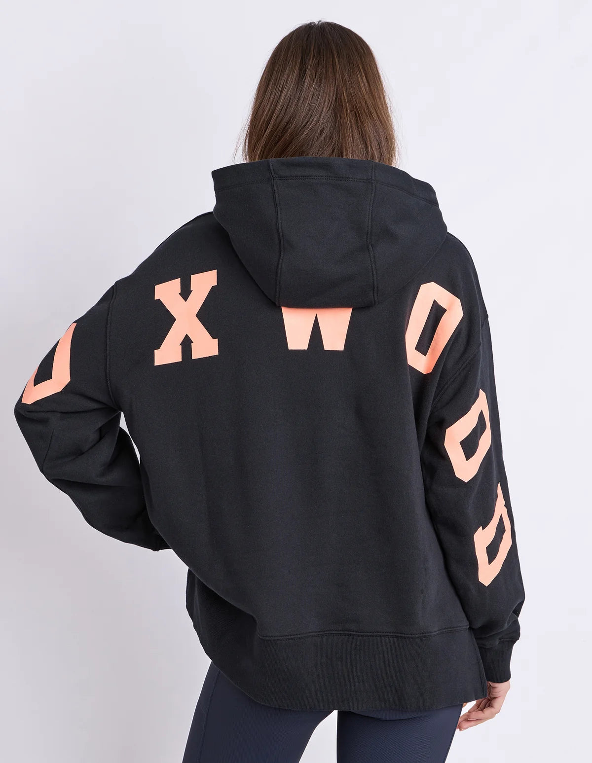 Foxwood Interval Hoodie - Black & Orange | Oversized Cotton Fleece