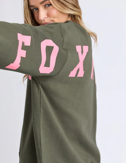 Foxwood Interval Crew - Dark Khaki & Coral | Women’s Relaxed Graphic Sweatshirt