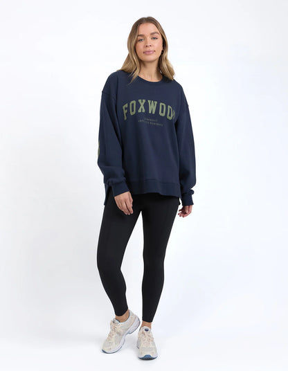 Foxwood Interval Crew - Navy & Khaki | Women's Oversized Relaxed Sweatshirt