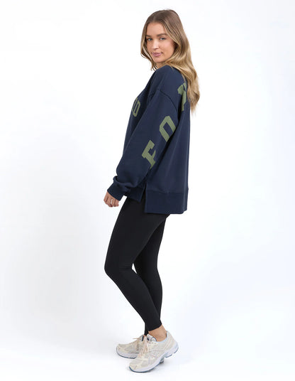 Foxwood Interval Crew - Navy & Khaki | Women's Oversized Relaxed Sweatshirt