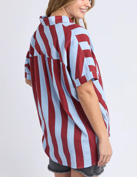 Esmarie Stripe Shirt - Russet Brown & Cerulean