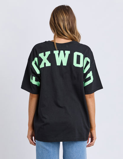Foxwood Interval Tee - Washed Black & Bright Green