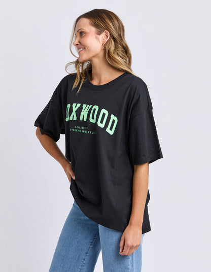 Foxwood Interval Tee - Washed Black & Bright Green