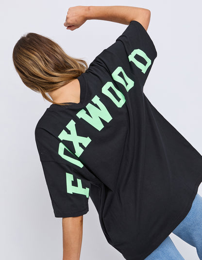 Foxwood Interval Tee - Washed Black & Bright Green