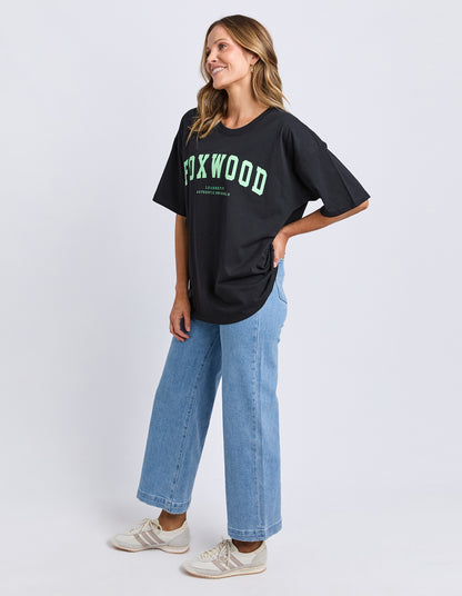 Foxwood Interval Tee - Washed Black & Bright Green