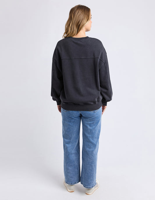 Foxwood Floret Crew - Black | Women's Floral Cotton Sweatshirt