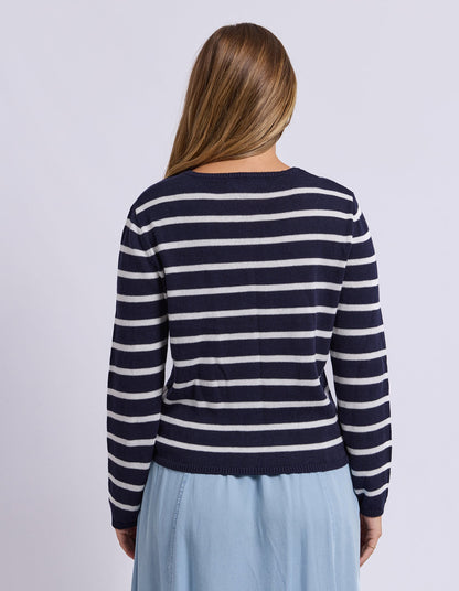 Foxwood Eden Stripe Cardi - Dark Sapphire | Women's Cotton Cardigan