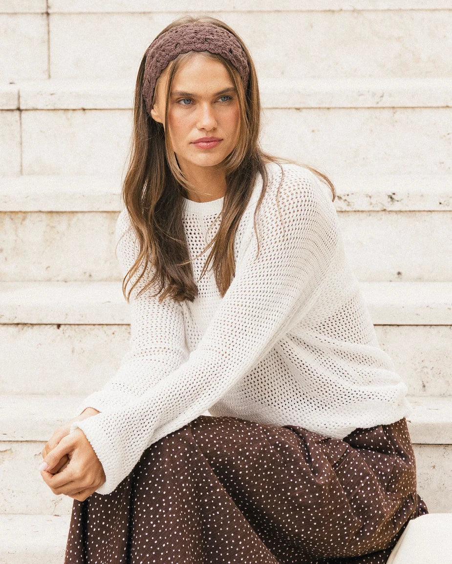 Foxwood Remy Knit - Vintage White | Women's Cotton Open Knit Top
