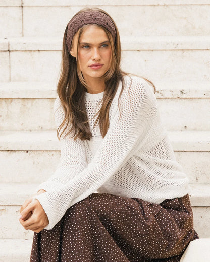 Foxwood Remy Knit - Vintage White | Women's Cotton Open Knit Top