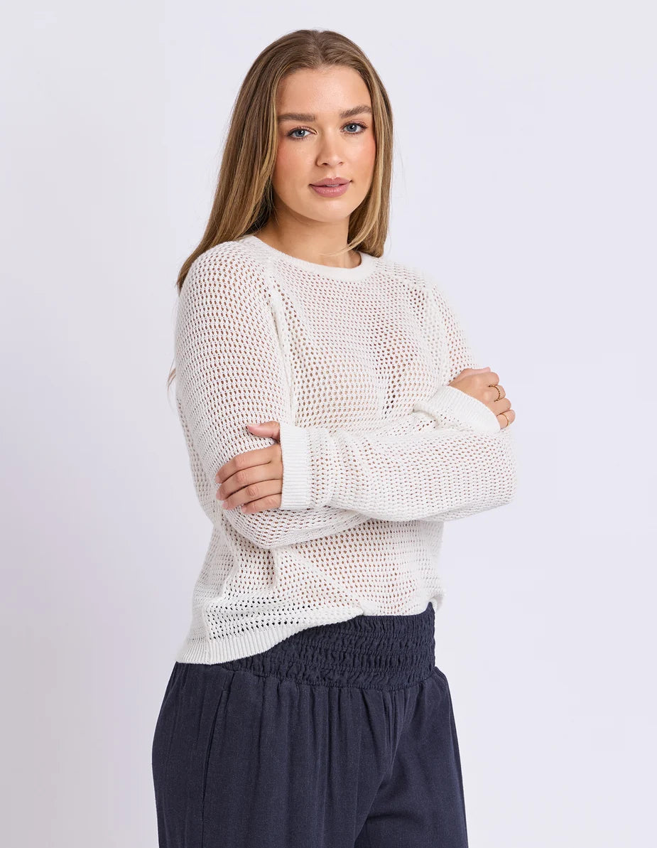Foxwood Remy Knit - Vintage White | Women's Cotton Open Knit Top