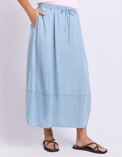 Foxwood Fresco Skirt - Light Blue | Relaxed Flowing Midi Skirt