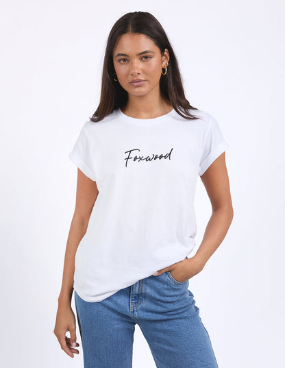 Foxwood Signature Tee White – Women’s Relaxed Cotton Tee