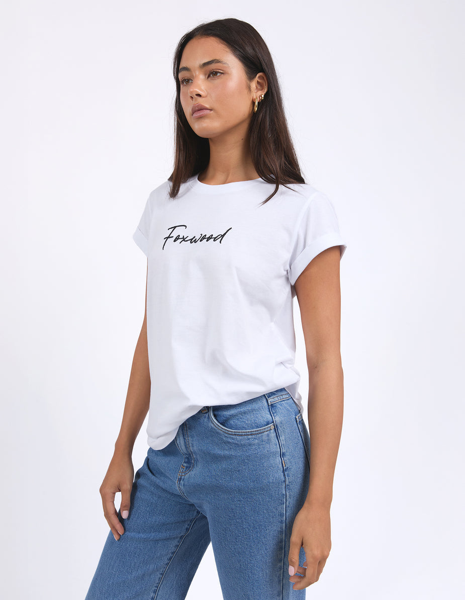 Foxwood Signature Tee White – Women’s Relaxed Cotton Tee