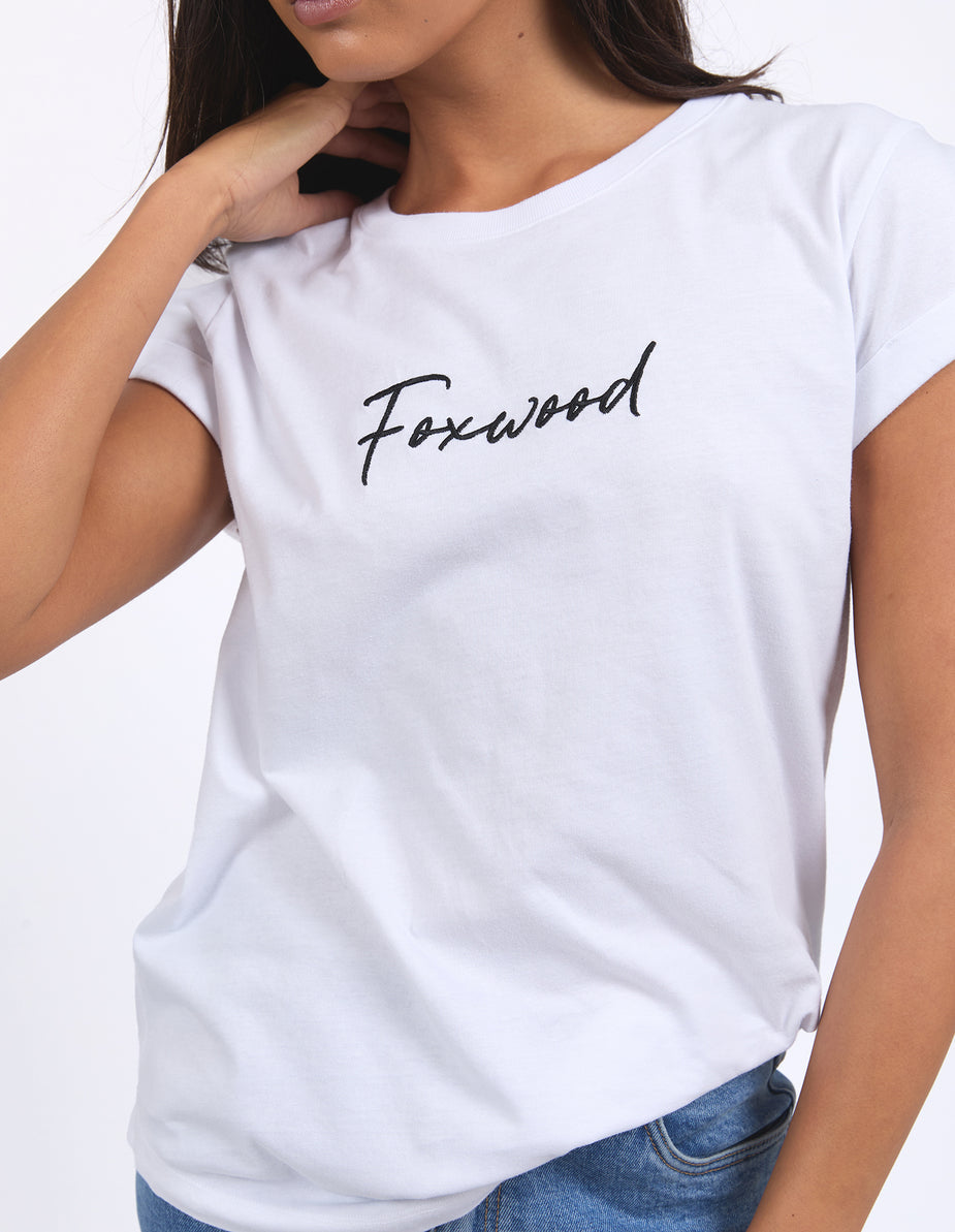 Foxwood Signature Tee White – Women’s Relaxed Cotton Tee