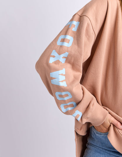 Foxwood Origin Crew - Tan & Light Blue | Oversized Cotton Fleece