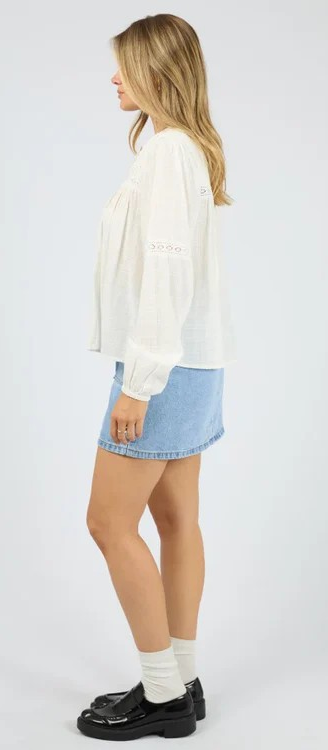All About Eve Lark Shirt - Vintage White | Women's Textured Cotton Blouse