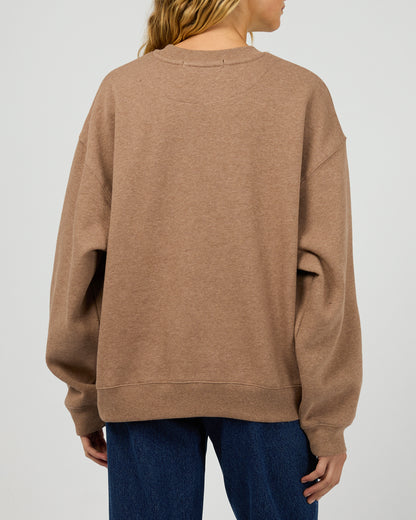 Silent Theory Logo Crew - Brown | Women's Soft Fleece Oversized Sweatshirt