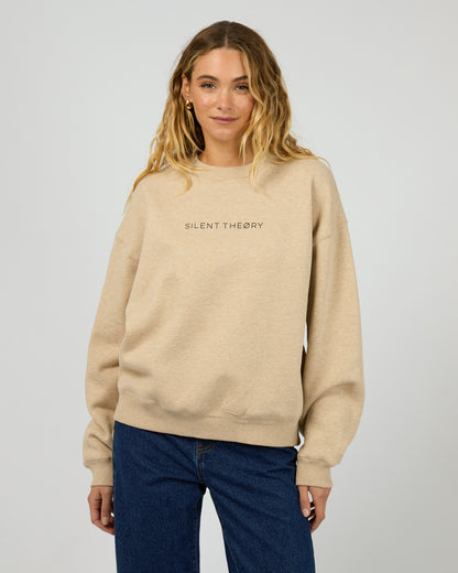 Silent Theory Logo Crew - Oat | Women's Soft Fleece Oversized Sweatshirt