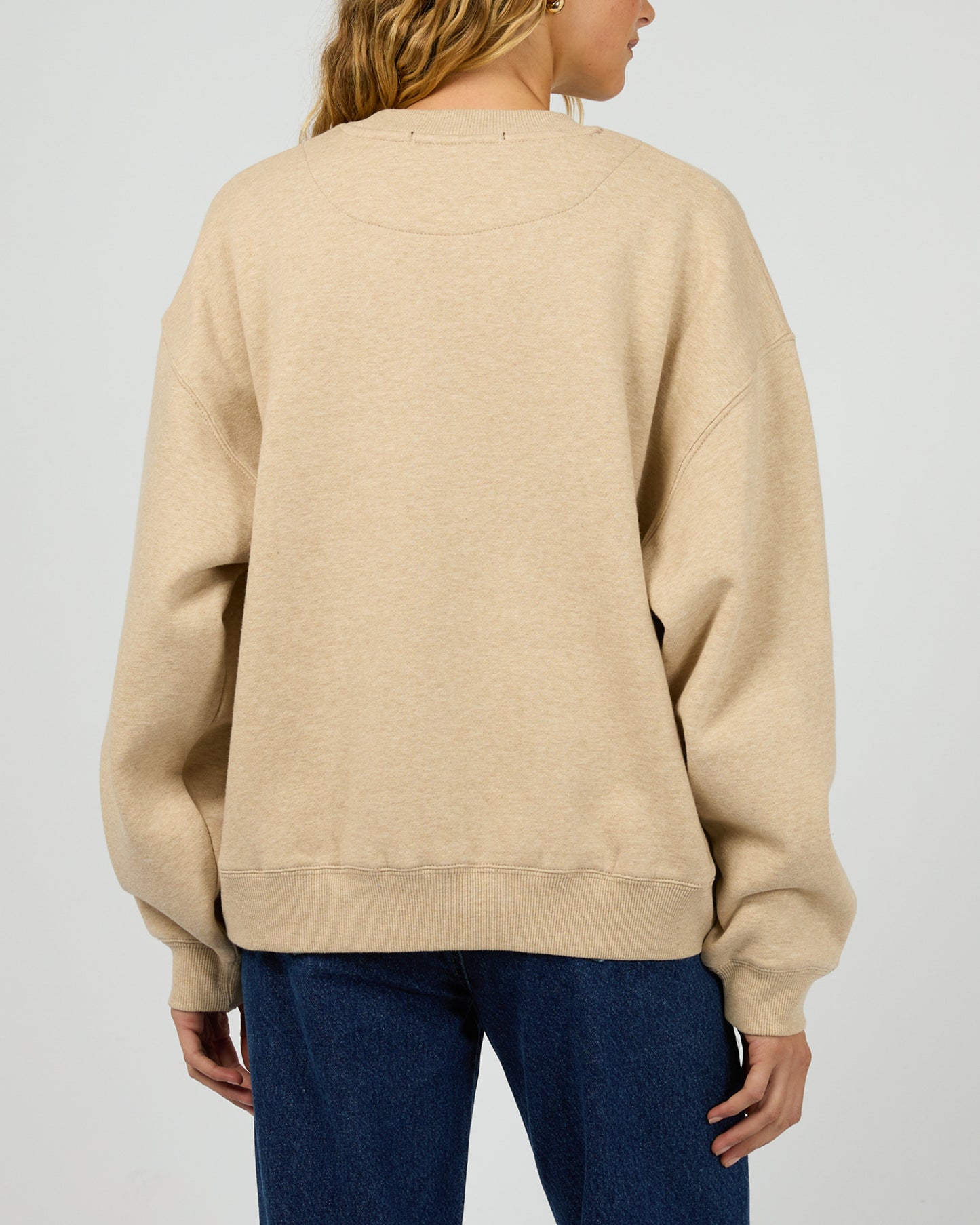 Silent Theory Logo Crew - Oat | Women's Soft Fleece Oversized Sweatshirt