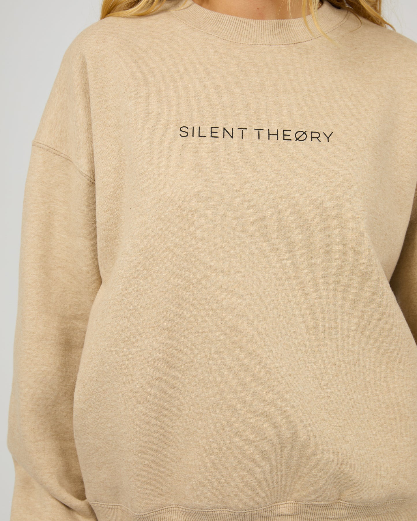 Silent Theory Logo Crew - Oat | Women's Soft Fleece Oversized Sweatshirt