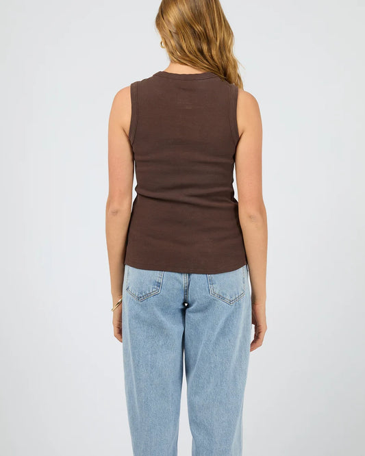Silent Theory Button Up Tank - Chocolate | Women's Cotton Linen Top