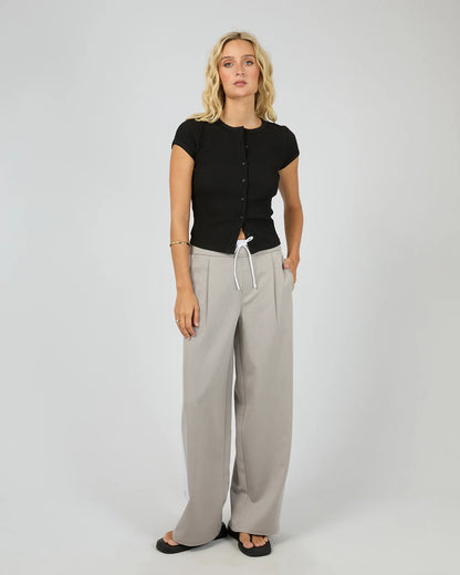 All About Eve Bailey Knit Top - Black | Women's Casual Ribbed Button Knit Tee