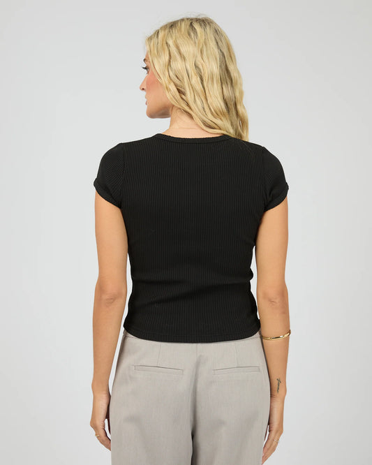 All About Eve Bailey Knit top in Black - back view of womens bailey knit top