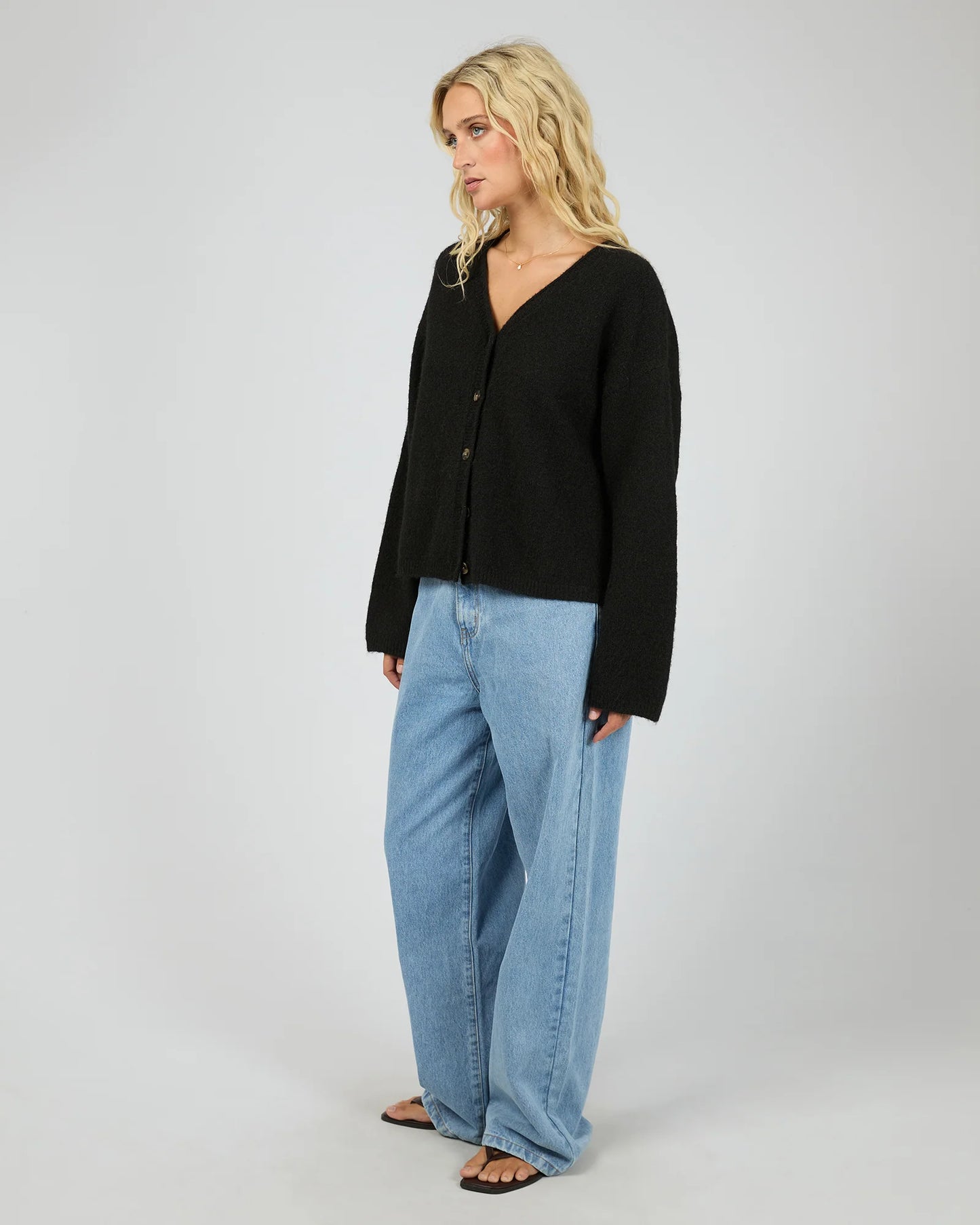 All About Eve Nova Cardigan - Black | Relaxed Knit Layering Cardi