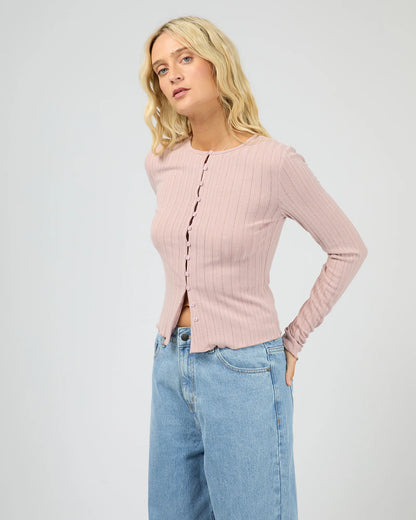 All About Eve Tarni Knit Top - Fawn | Fitted Rib Knit Long Sleeve