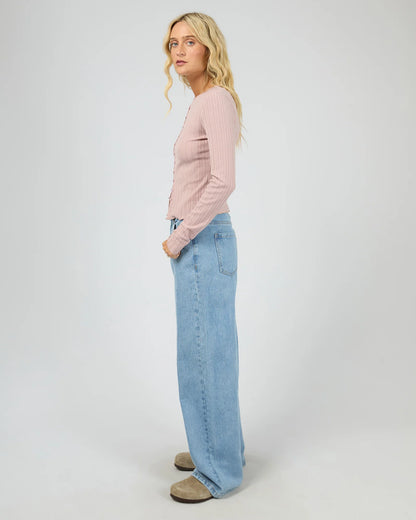 All About Eve Tarni Knit Top - Fawn | Fitted Rib Knit Long Sleeve