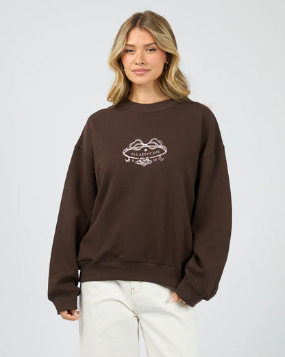All About Eve Golden Hour Box Crew - Brown | Women's Everyday Cotton Sweatshirt