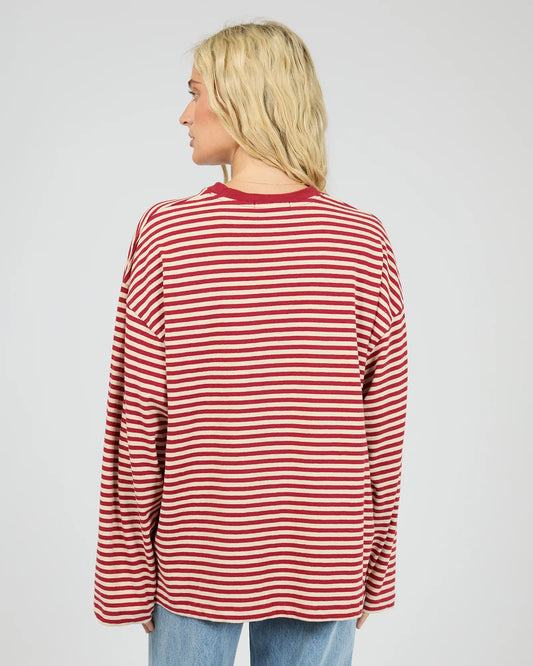 All About Eve Paloma Long Sleeve Stripe Tee – Ruby | Women’s Cotton & Hemp Tee
