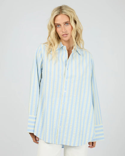 All About Eve Weekend Stripe Shirt | Women's Cotton Blend Long Sleeve Shirt