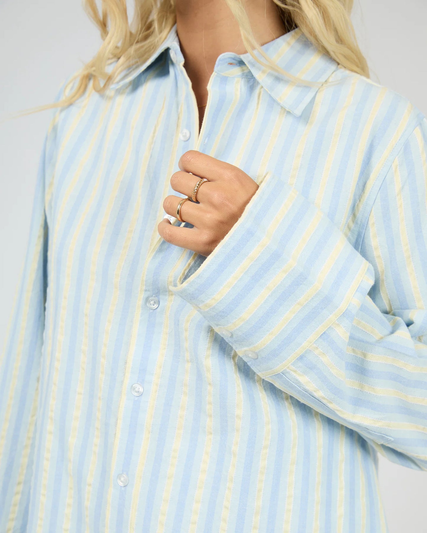 All About Eve Weekend Stripe Shirt | Women's Cotton Blend Long Sleeve Shirt