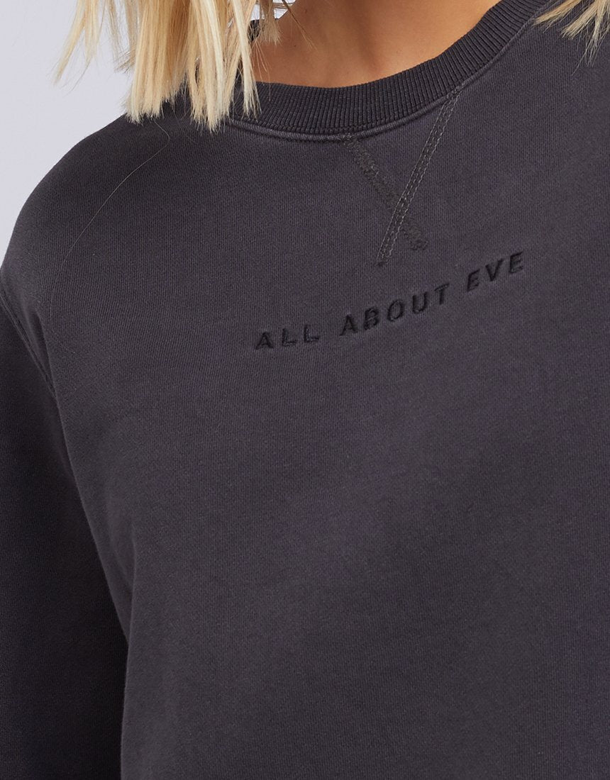 All About Eve Washed Box Crew - Black | Women’s Oversized Vintage‑Wash Sweatshirt