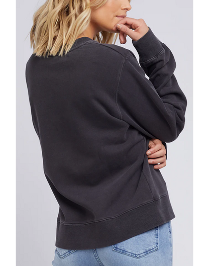 All About Eve Washed Box Crew - Black | Women’s Oversized Vintage‑Wash Sweatshirt
