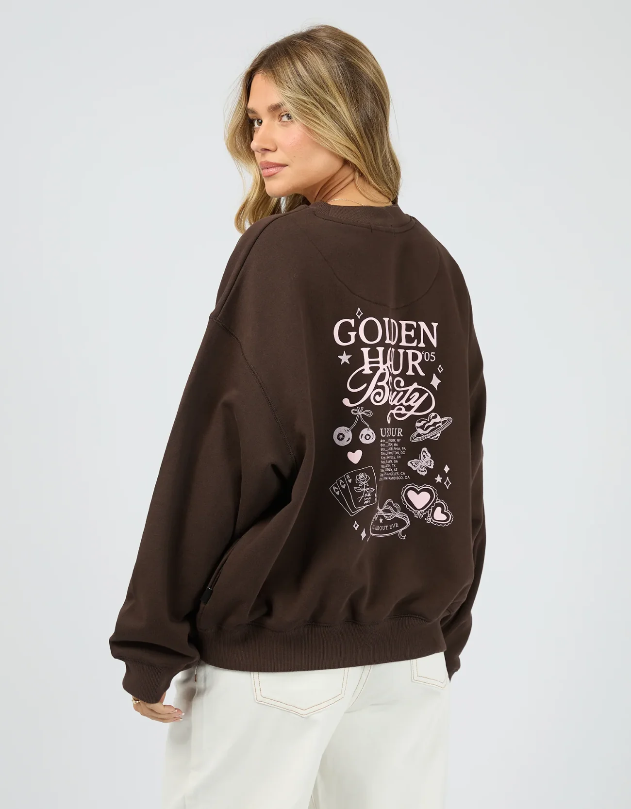 All About Eve Golden Hour Box Crew - Brown | Women's Everyday Cotton Sweatshirt