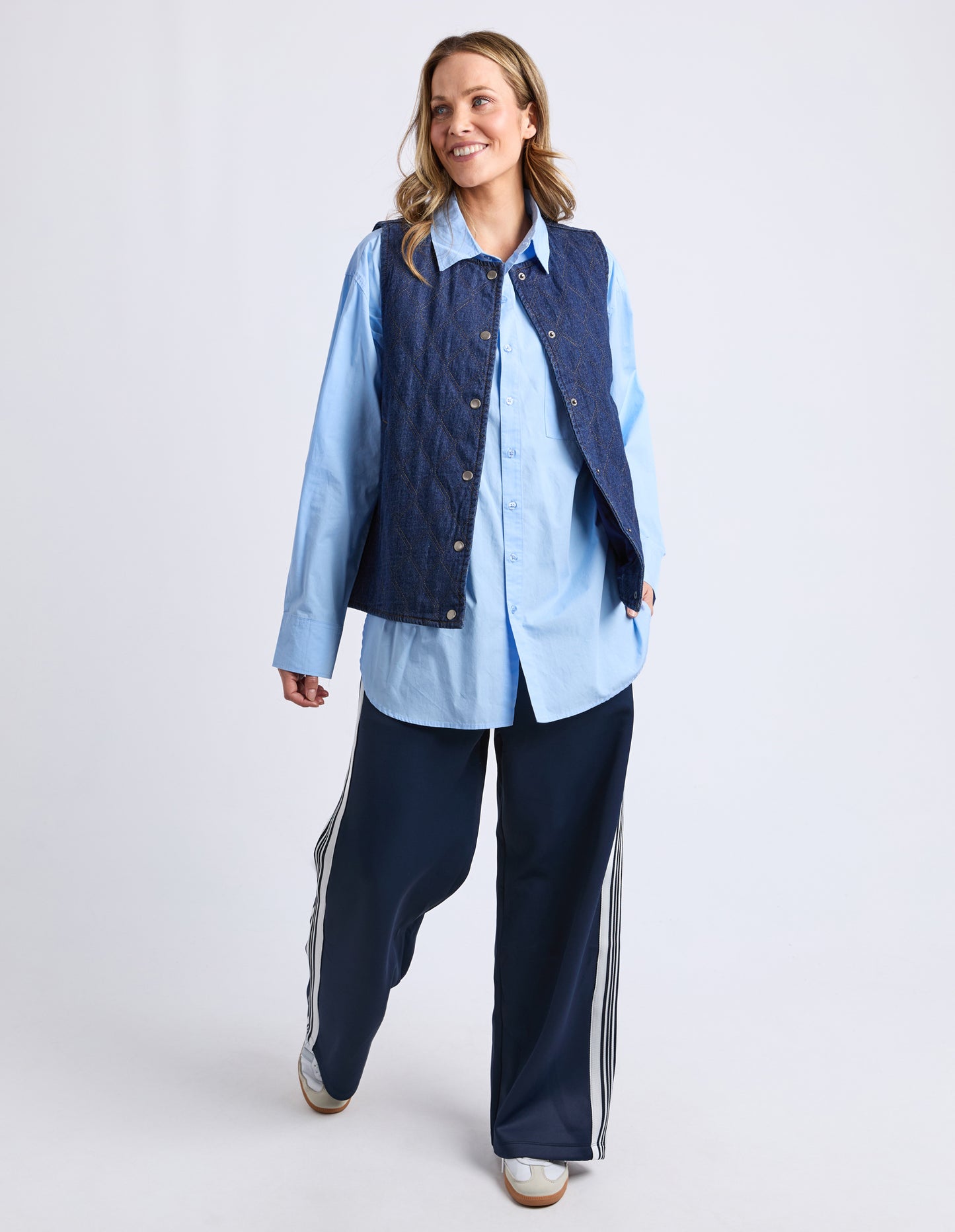 Elm York Pant - Classic Navy | Women’s Casual Wide Leg Cotton Pants