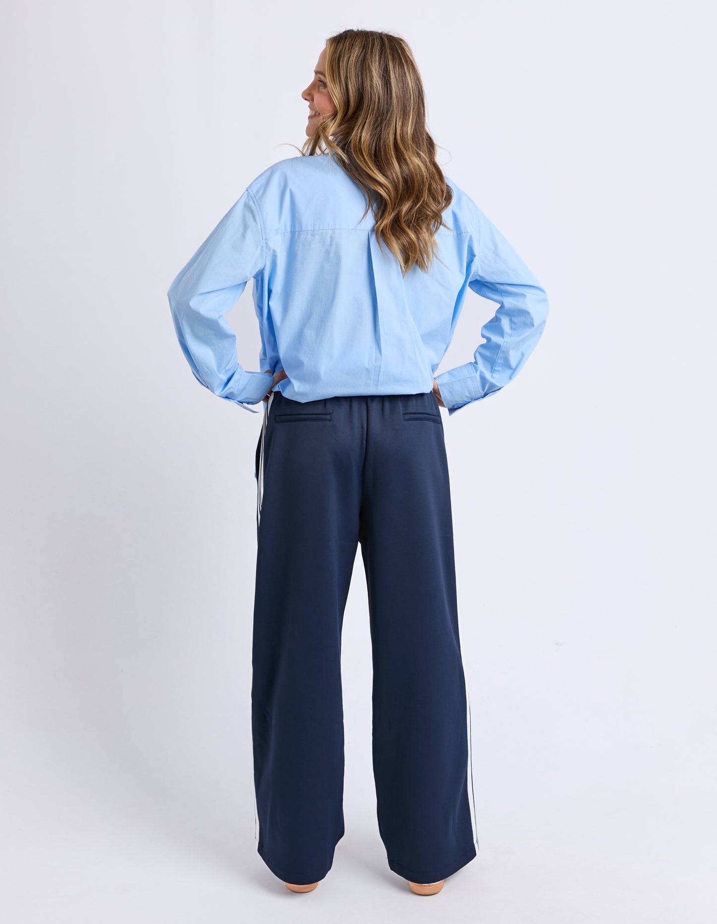 Elm York Pant - Classic Navy | Women’s Casual Wide Leg Cotton Pants