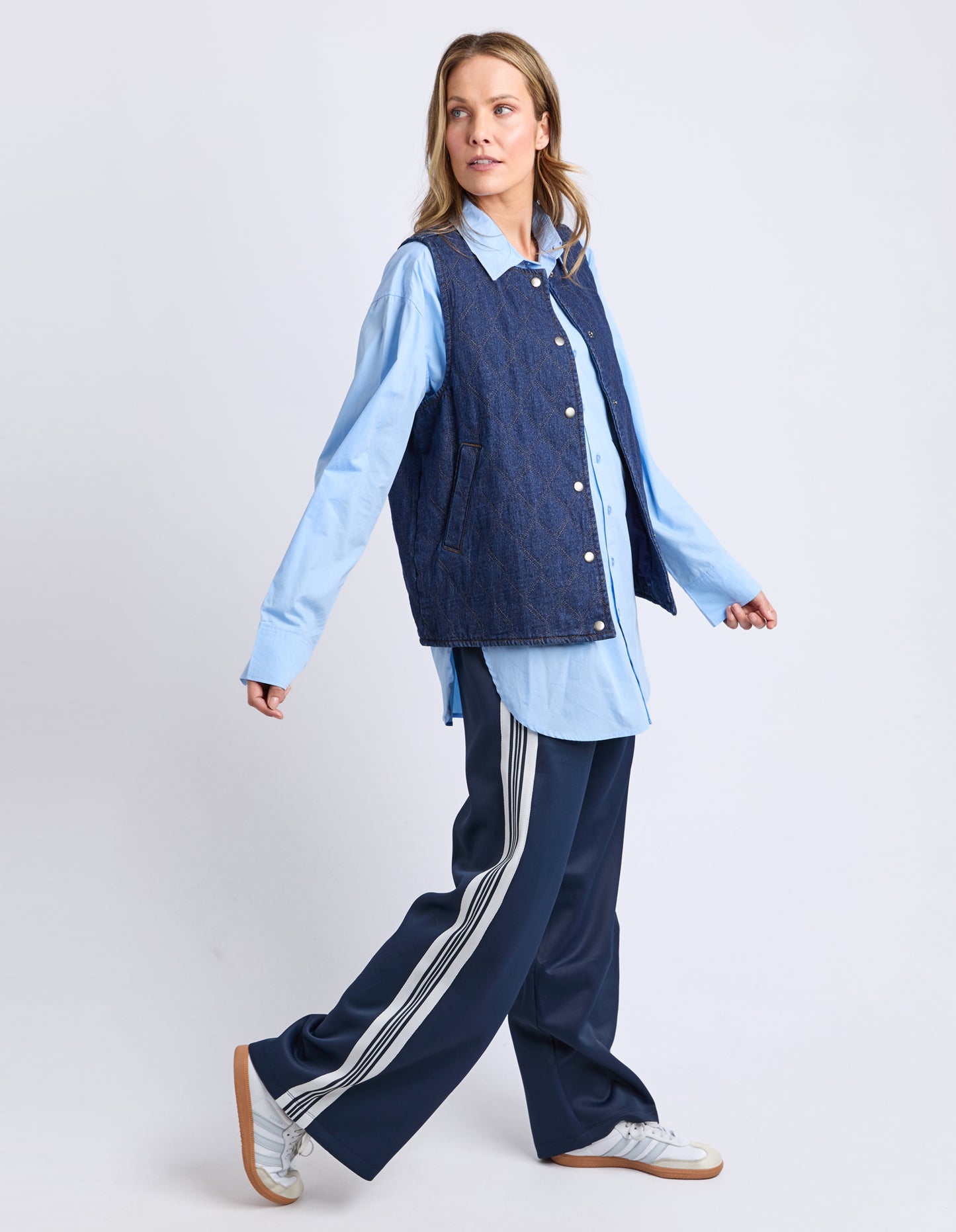 Elm York Pant - Classic Navy | Women’s Casual Wide Leg Cotton Pants