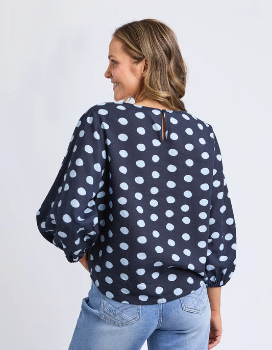 Elm Dotty Top - Classic Navy Spot | Women’s Navy Polka Dot Blouse
