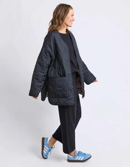 Elm Dusty Jacket - Black | Women’s Textured Warm Fill Quilted Jacket